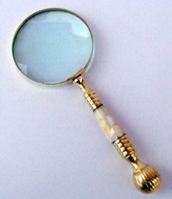 Lot Of 10ps Brass Mother Of Pearl Magnifying Glass Map Reading Magnifier Glass