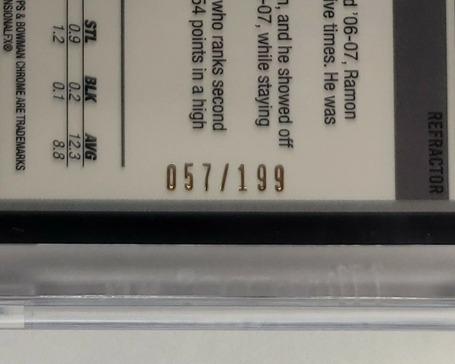 2007-08 Bowman Chrome Ramon Sessions Black HOLO Rookie Refractor #/199 RC Legend - Image 2 of 3