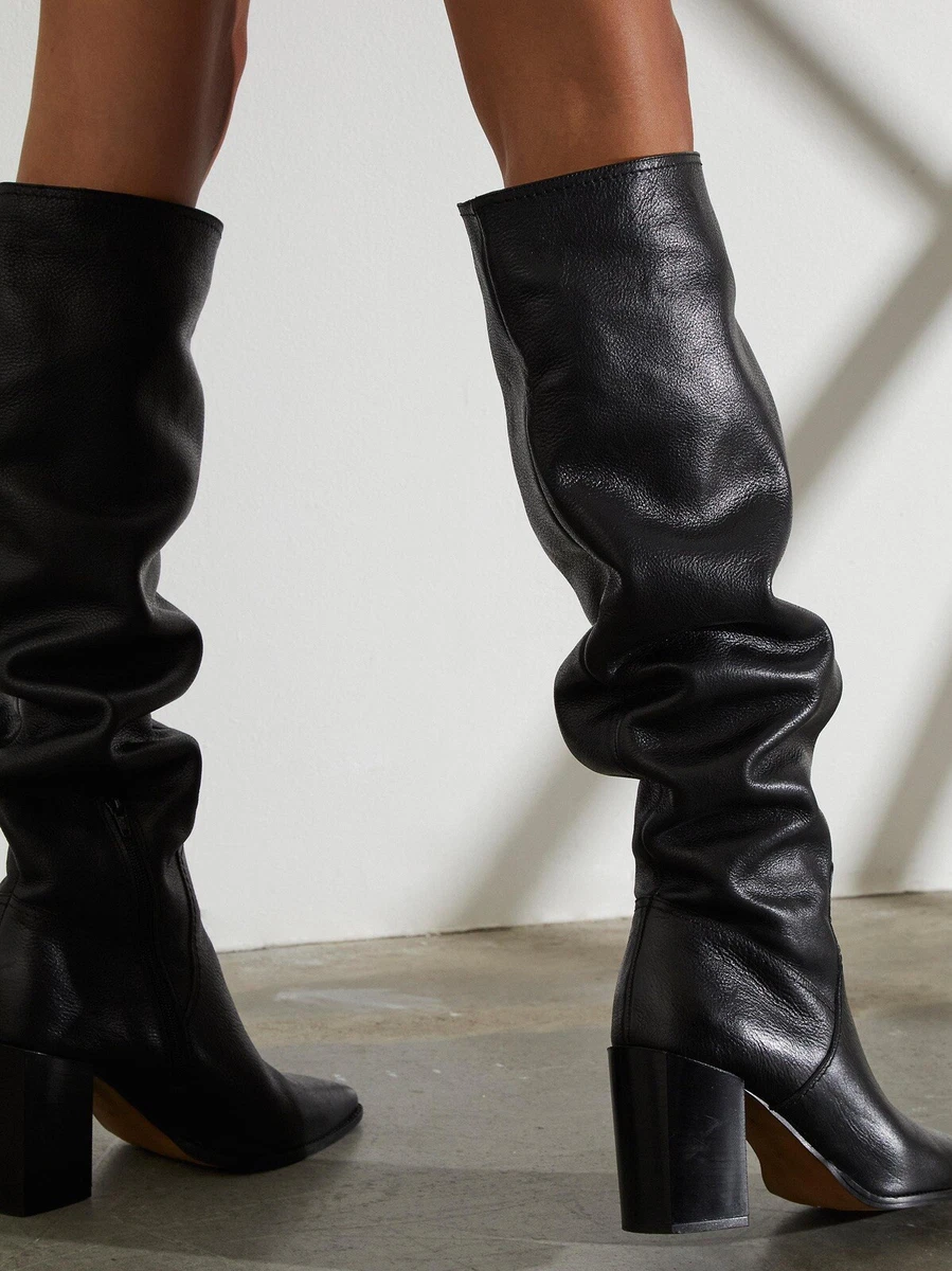 Tall black slouch best sale boots