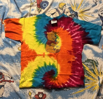 VTG Disney Single Stitch White Winnie The Pooh Tie Dye 90s Single Stitch  T-Shirt