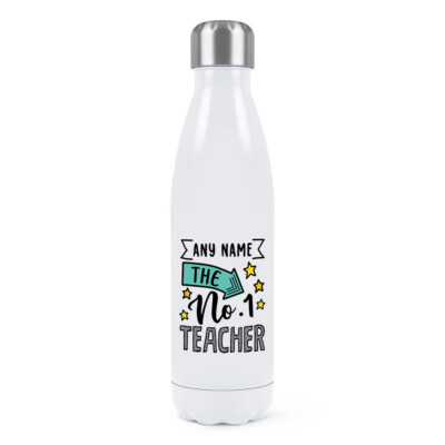 Personalised No.1 Teacher Double Wall Water Bottle Worlds Best Awesome Thank You