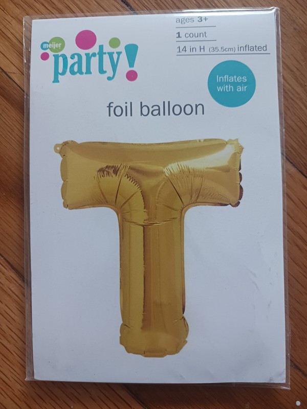 party! foil ballon letter "T" 14 in in Height Gold