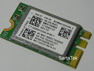 New HP OEM 792608-001 Broadcom BCM943142Y 802.11bgn + BT 4 M.2 Mini Card -NGFF 