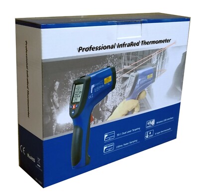 DT8869H 50:1 IR Dual Laser Thermometer 3992 F 2200 C Type K Thermocouple USB NEW