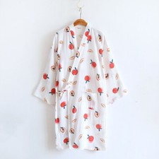 Lady Kimono Robe Print Cardigan Yukata Long Gown Bathrobe Lace Up Sleepwear Cute