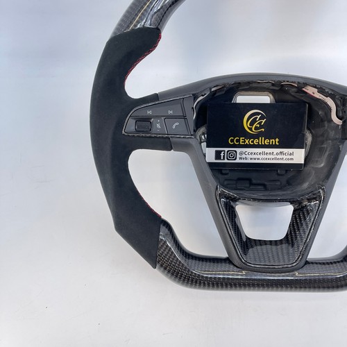 For Seat Leon Mk3 FR Cupra Ibiza Ateca 2014-2020 Carbon Alcantara Steering Wheel - Picture 7 of 9
