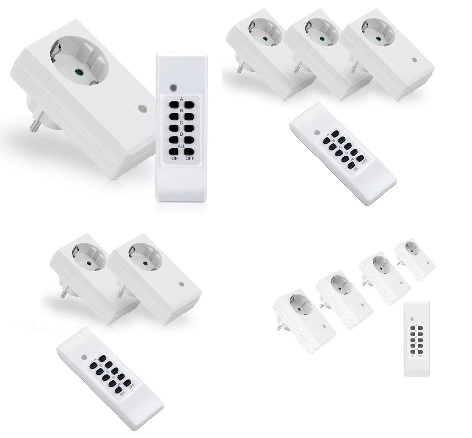 CONECTO Funksteckdosen Set Funk Starterkit mit Steckdosen und Fernbedienung bis 30m weiß