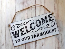 Welcome To Our Farmhouse - Mini Rustic Handmade Wood Sign 6" x 12" 