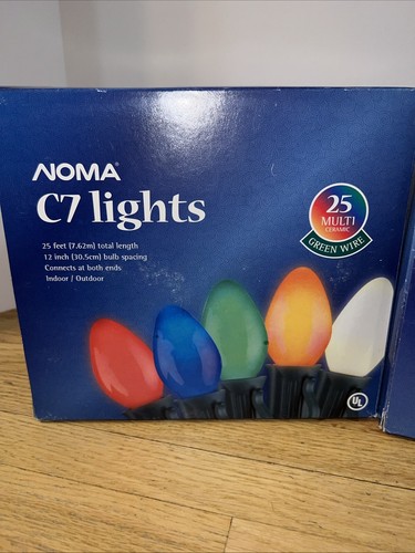 2 Set NOS Noma 25 Ft C7 Christmas String Lights 25 Bulbs Each Multi-color - 第 2/5 張圖片