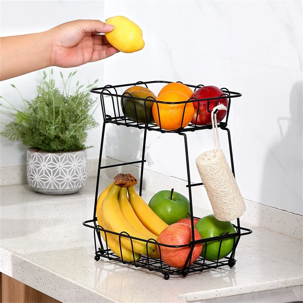 Multi Functional 2 Tier Fruit and Vegetable Basket for Kitchen Counters