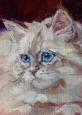 油画猫艺术绘画| eBay