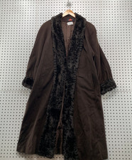 Vintage Alorna Wool Coat Womens Fits XL Brown Faux Fur Penny Lane UNION USA Made