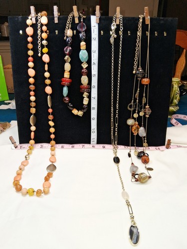 N14. 4 Beautiful Chico's Tagged Necklaces.  Plastic To Real Stone Beads.