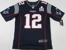 Tom Brady #12 New England Patriots 2017 Super Bowl LI 51 Game Męska koszulka Niebieska
