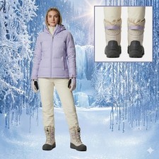 Columbia Bugaboot Celsius Youth Size 5 Snow Boots Waterproof 400g Beige Purple