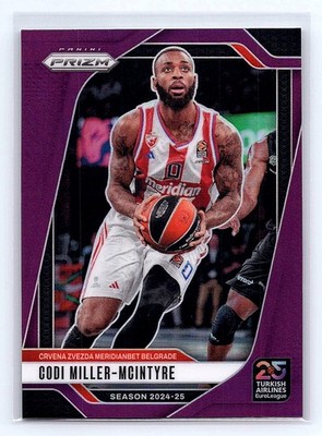 Codi Miller-McIntyre 2024-25 Panini Prizm EuroLeague #107 Purple Prizms #/99