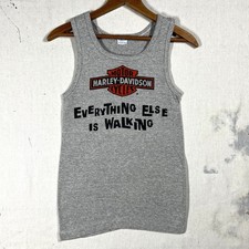 VINTAGE 70s Harley Davidson Motorcycles Tank Top T Shirt Small Champion Walking