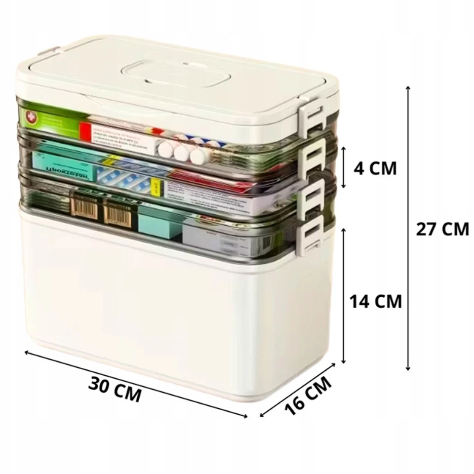4 Etagen Medikamenten Aufbewahrung, Medizinbox, Hausapotheke Box, Apothekenbox - Bild 3 von 4