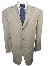 JOSEPH  FEISS Mens Beige Tan PURE SILK BIG  TALL Sport Coat Blazer Jacket 48R
