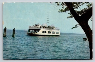 Lake Champlain Ferry VT NY Scenic Line Postcard 1950s Chrome Posted