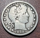 1898-O Barber Quarter Very Good Original Toning & Problem Free Better Date 25c