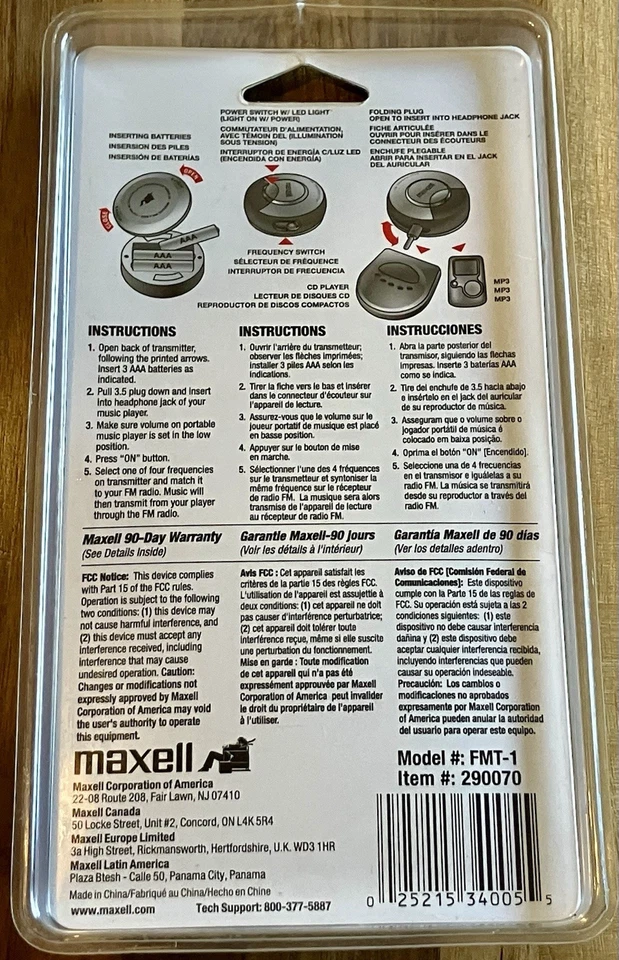 Maxell FM Transmitter For MP3 Players, and Portable Players FMT-1 - Image 2 of 3