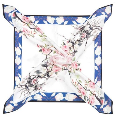 100% Mulberry Silk Scarf Square Hair Scarves Fashion Kapok Pattern Neck Scarf...