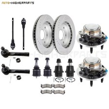 Front Suspension Wheel Hub Bearing + Brake Rotor Pad For 2000-2006 Chevy Tahoe