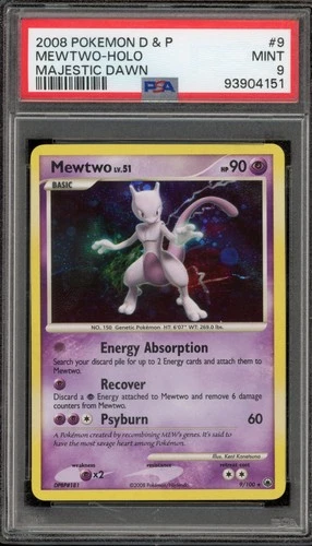 Pokemon Mewtwo Majestic Dawn Holo Rare #9 PSA 9 Mint