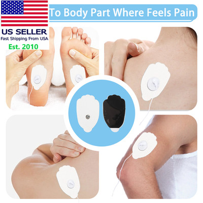 20-80 Pcs TENS Electrode Pads 7.5×4.5cm Snap-On Reusable for EMS/TENS~US Seller