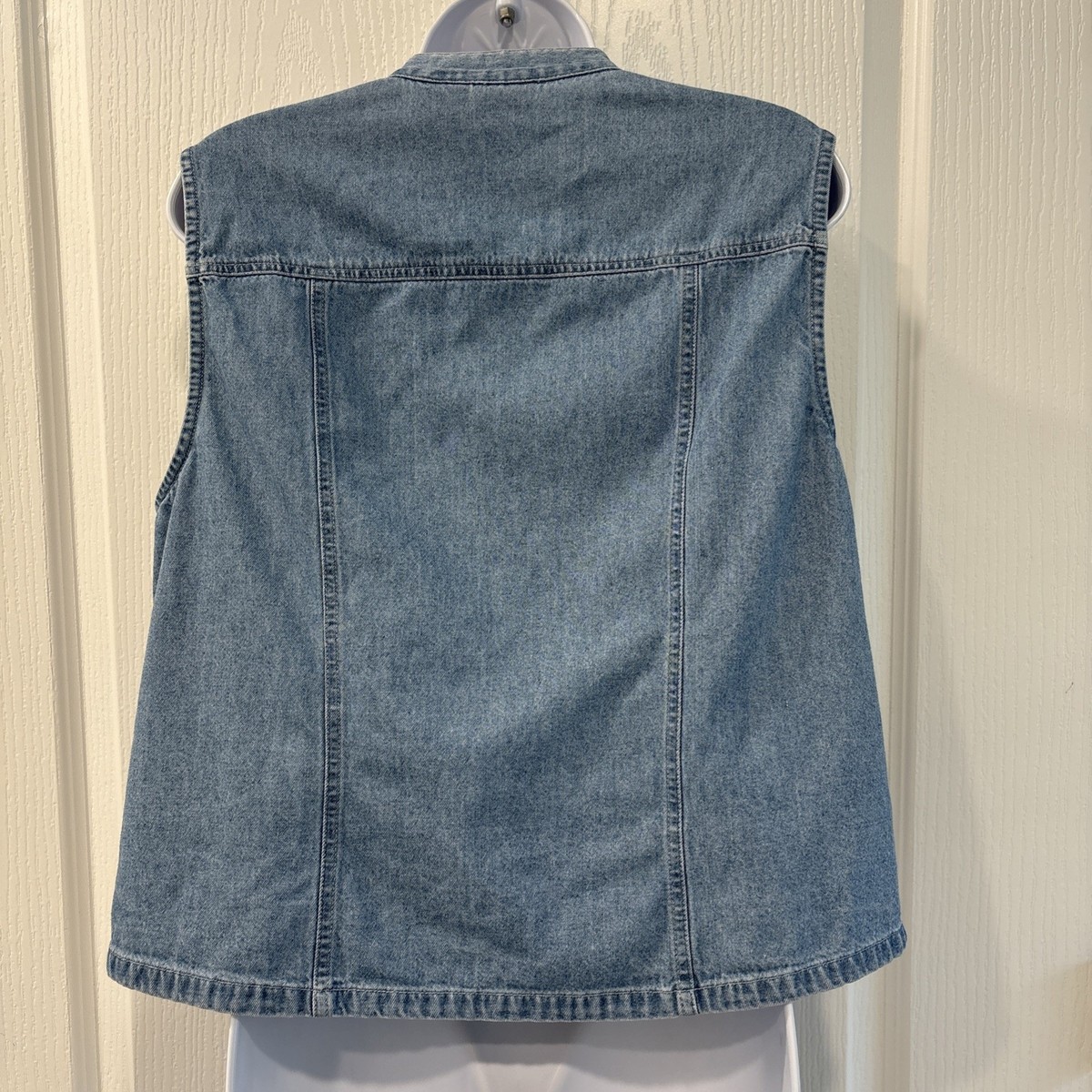 Vintage Bobbie Brooks Jean denim patchwork floral brodé gilet grand