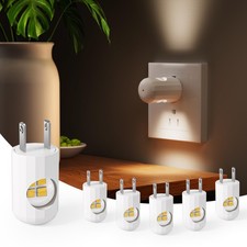 GEPLAD 6 Pack LED Night Light Plug in Wall Dusk to Dawn Sensor Auto On/Off 3000K