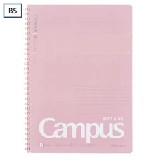 CAMPUS SOFT RING NOTEBOOK B5 40 SHEETS 6MM DOTTED LINE PINK
