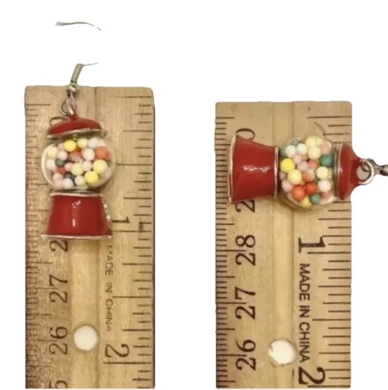 Pendientes colgantes Fischer esmalte rojo Gumball máquina de chicle nuevos sin etiquetas Foto 3 de 4