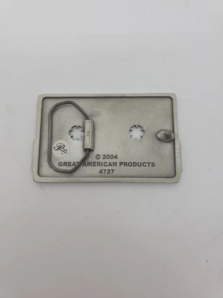Vintage Great American Buckle Co. Кассетная лента пряжка ремня рокабилли олово  - Изображение 2 из 2