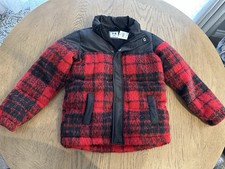 Cotton-On Kids Freddie Puffer Jacket. Size 7-8 Unisex Red Plaid