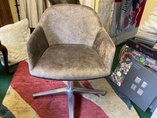 Vitra Softshell Chair Taupe Leather Swivel Accent Chair Matte Metal Base