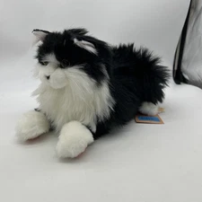 NEW! Chongker Realistic Cat 16 inch Plush Tuxedo Black White Long Hair Laying 