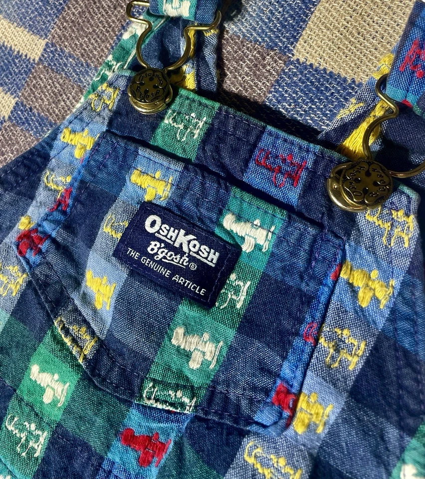 Mono de Colección Años 80 Niños Osh Kosh Plano Estampado Talla 3T Hecho en EE. UU. Foto 4 de 4