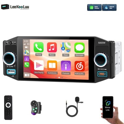 MP5 Player Touch Screen BT Wireless Carplay Mirror link 5' Single 1DIN Car Radio