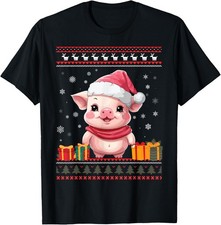 Pig Christmas Santa Hat Ugly Christmas Sweater T-Shirt