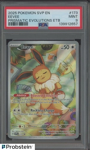 #1 2025 Pokemon SVP En Prismatic Evolutions ETB #173 Eevee PSA 9 MINT