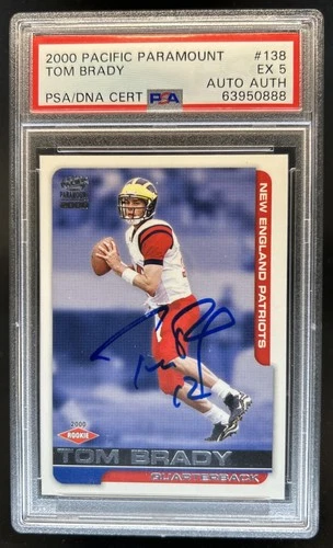 2000 Pacific Paramount Tom Brady Auto Rookie RC #138 Patriots PSA 5 Authentic