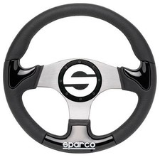 Sparco Steering Wheel P 222 Flat Dish 345mm 3 Spoke Black Leather