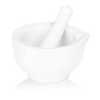 Porcelain Small Mortar and Pestle, Ceramic Herb Grinder Pill Crusher Set, 3.3 In