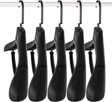 Extra Wide Suit Hangers for Men, 50 Pack, Non-Slip with Pants Bar, Black