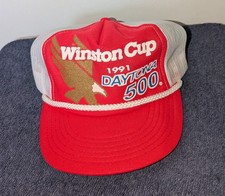 Vintage 1991 Winston Cup Nascar Daytona 500 Trucker Hat Red Mesh