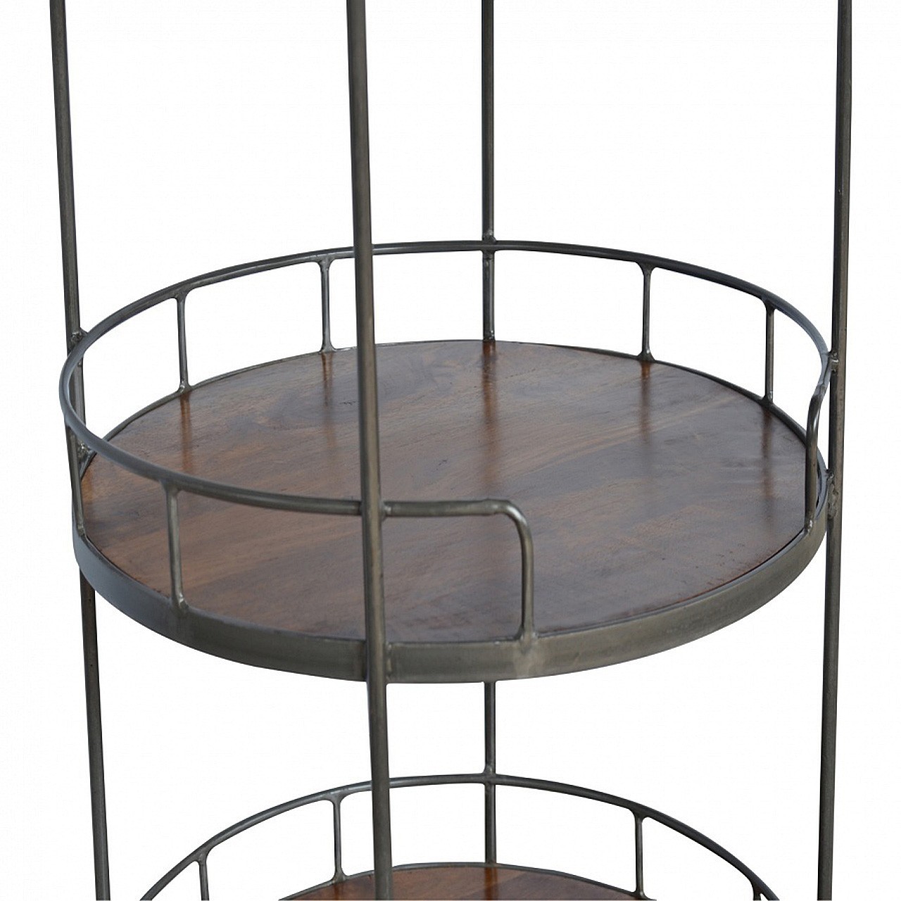 Three Tier Industrial Round Shelf with Metal Frame