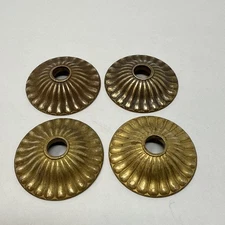 Antique Vintage Brass Socket Bobeche Rosette Chandelier Lamp Light Parts Set (4)