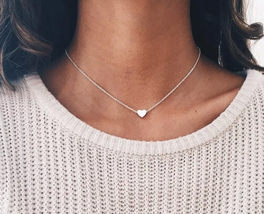 Tiny Silver Heart Necklace Petite Jewelry Slider Adjustable Chain